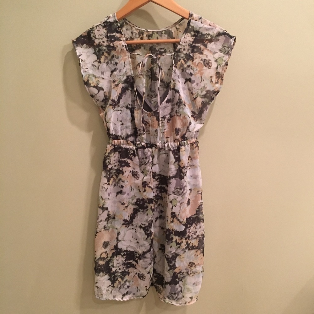 Watercolor Print‎ Chiffon Dress - Picture 2 of 4